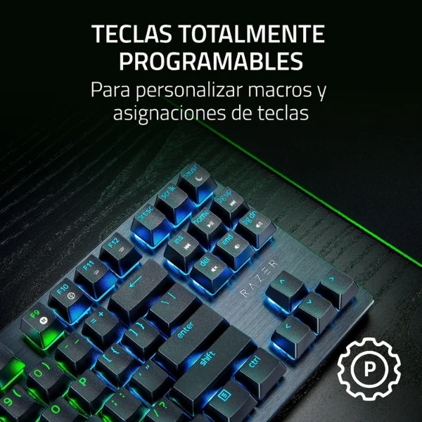 Teclado Gamer Razer Huntsman V3 X TKL Mecánico Óptico - Switches Razer Optical Clicky - RGB - USB-A - Español - Negro - RZ03-05021700-R311