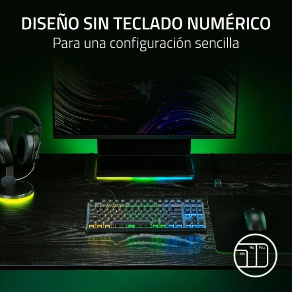 Teclado Gamer Razer Huntsman V3 X TKL Mecánico Óptico - Switches Razer Optical Clicky - RGB - USB-A - Español - Negro - RZ03-05021700-R311