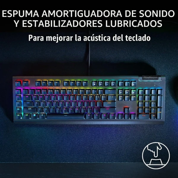 Teclado Gamer Razer BlackWidow V4 X Mecánico - Español - USB - Razer Chroma RGB - Switches Mecánicos Razer - Negro - RZ03-04702800-R3U1