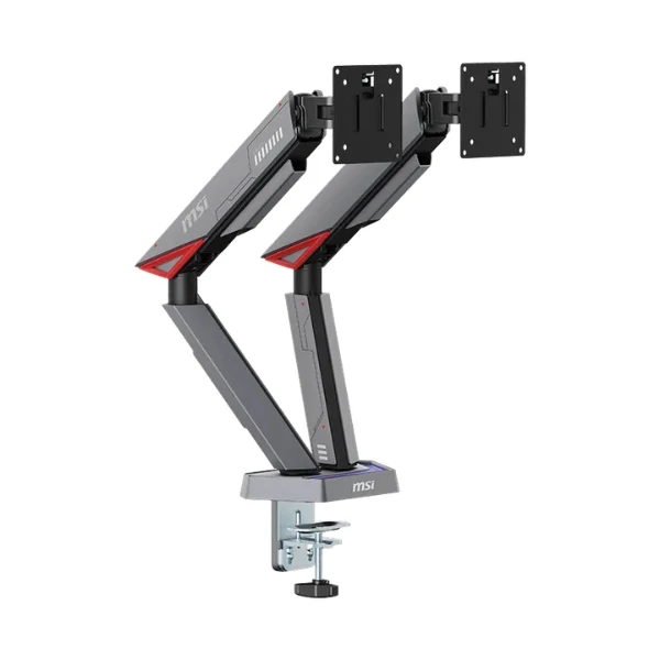 Base de Monitor MSI MPG MT161DR - Doble Brazo Articulable - Resorte a Gas - 17" a 38" - Hasta 16kg - VESA 75x75/100x100mm - RGB - Negro - 306-3BA9530-LAX