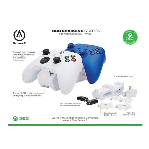 Base de carga PowerA Dual Charging Station for Xbox Series X/S Controllers Blanco