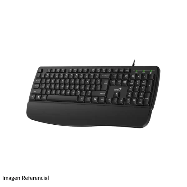 Teclado Genius KB-123 RS2 Clásico Copilot - USB - Español - Bajo Perfil - Reposamuñeca Integrado - Negro