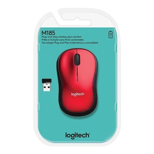 Mouse Logitech Wireless Mouse M185 Rojo