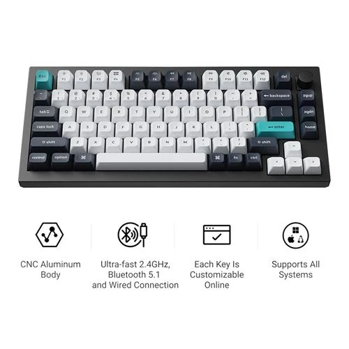 Teclado Keychron Q1 Max Hot Swappable RGB Backlight Wireless Keyboard Negro