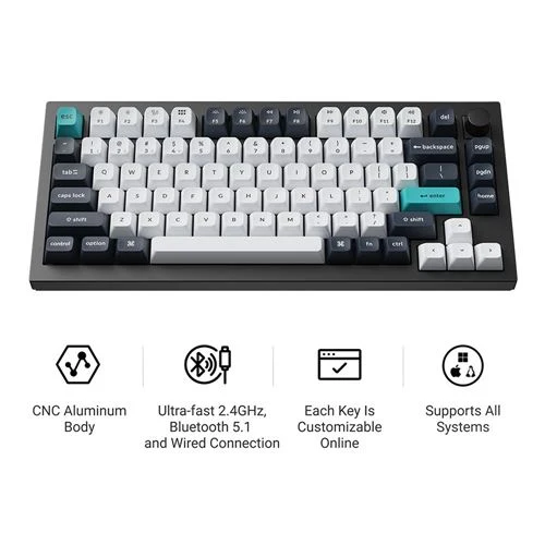 Teclado Keychron Q1 Max Hot Swappable RGB Backlight Wireless Keyboard Blanco