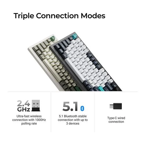 Teclado Keychron Q1 Max Hot Swappable RGB Backlight Wireless Keyboard Blanco