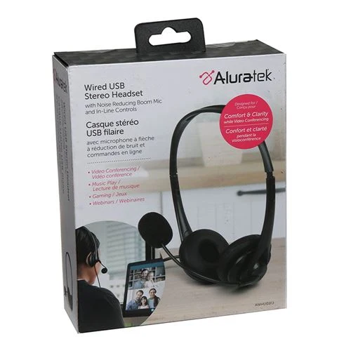 Audífonos Aluratek Wired USB Stereo Wired Headset Negro