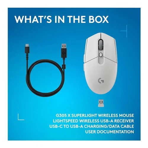 Mouse Logitech G G305 X SUPERLIGHT LIGHTSPEED Wireless Gaming Mouse Blanco