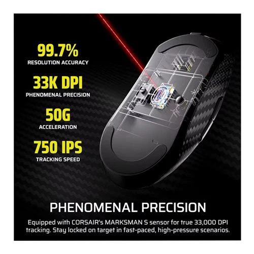 Mouse Corsair SABRE v2 PRO CARBON FIBER WIRELESS Gaming Mouse Negro