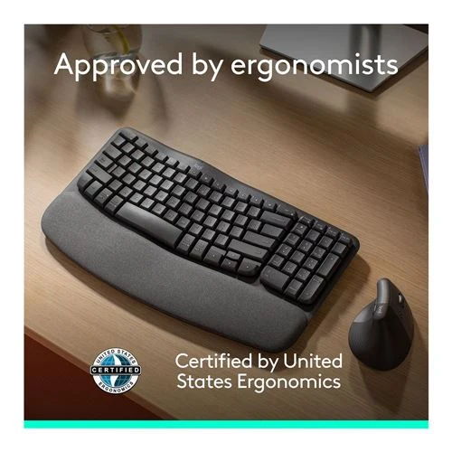 Teclado Logitech Wave Keys Ergonomic Wireless Keyboard