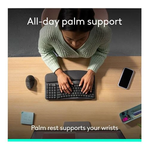 Teclado Logitech Wave Keys Ergonomic Wireless Keyboard