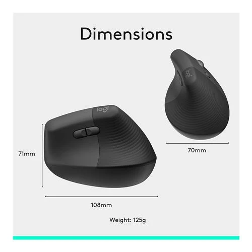 Mouse Logitech Lift Vertical Ergonomic Wireless Mouse Negro