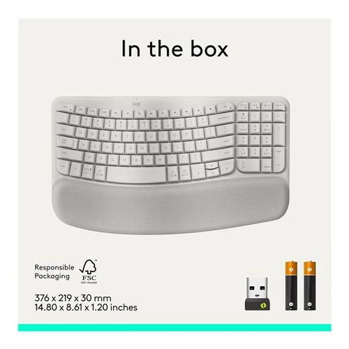 Teclado Ergonómico Inalámbrico Logitech Wave Keys Arena, Diseño Ondulado