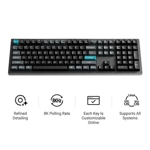 Teclado Keychron Q6 Ultra 8K Swappable RGB Backlight Banana Switch Knob Version Negro