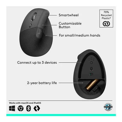 Mouse Logitech Lift Vertical Ergonomic Wireless Mouse