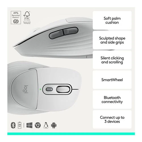 Combo Teclado y Mouse Logitech MK880 Comfort Plus Blanco Hueso