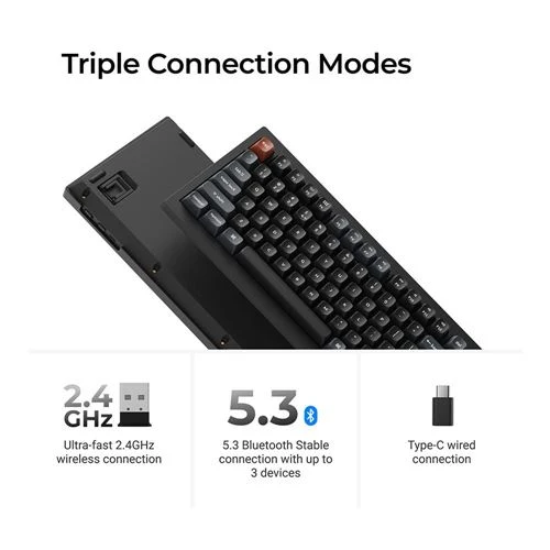 Teclado Keychron V1 Ultra 8K Wireless Mechanical Keyboard Negro