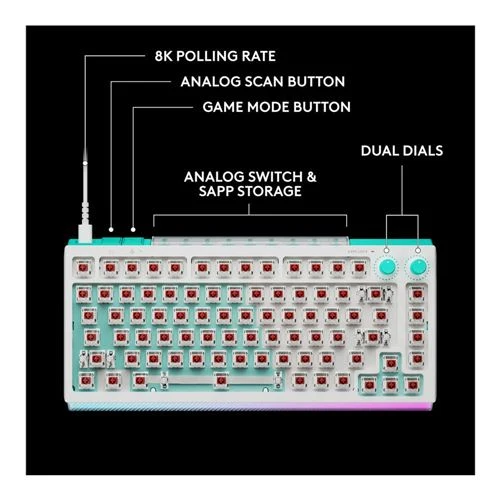 Teclado Logitech G G512 X 75 Dual Swap TMR Analog Mechanical Gaming Keyboard Negro