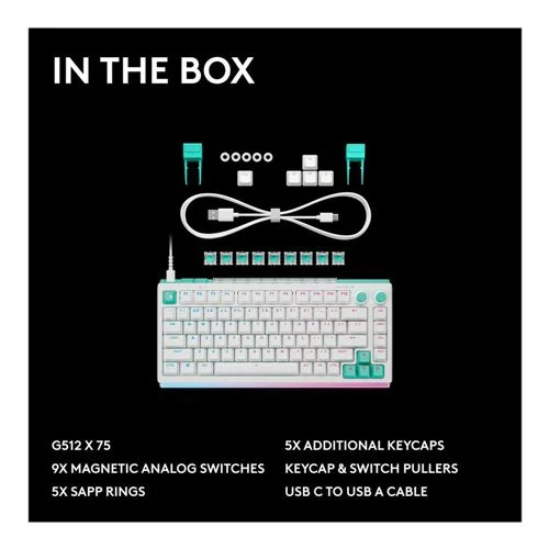 Teclado Logitech G G512 X 75 Dual Swap TMR Analog Mechanical Gaming Keyboard Negro