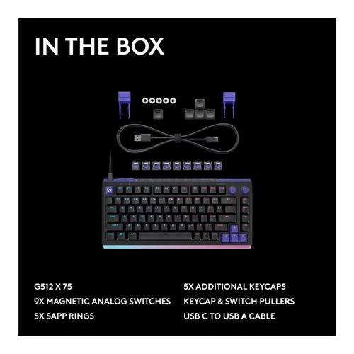 Teclado Logitech G G512 X 75 Wired Gaming Keyboard Negro