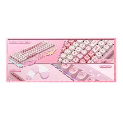 Teclado Yunzii C75 Cake Meow Wireless Mechanical Keyboard Rosa