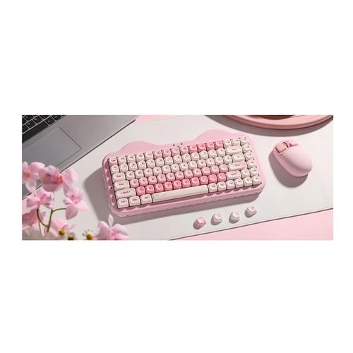 Teclado Yunzii C75 Cake Meow Wireless Mechanical Keyboard Rosa