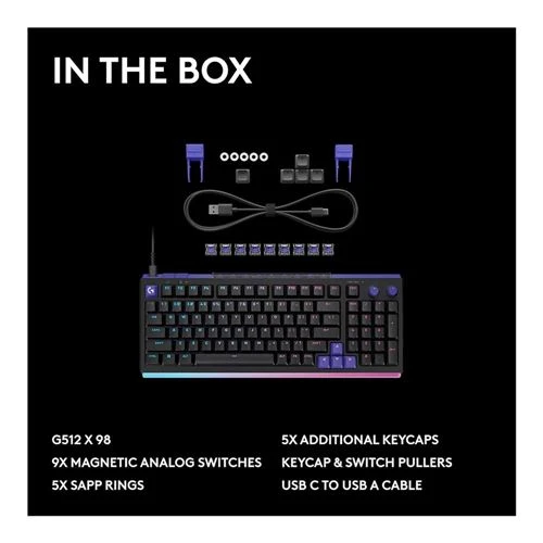 Teclado Logitech G G512 X 98 Dual Swap TMR Analog Mechanical Gaming Keyboard Negro