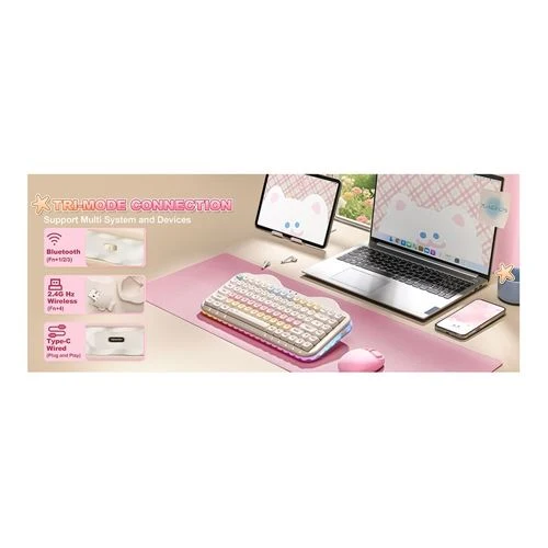 Teclado Yunzii C75 Cake Meow Wireless Mechanical Keyboard