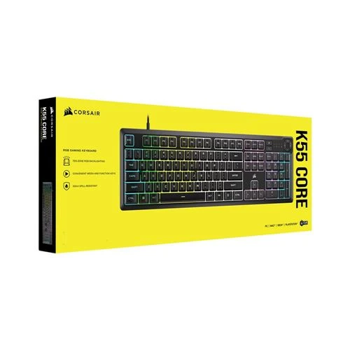 Teclado Corsair R K55 CORE Wired RGB Gaming Keyboard Negro