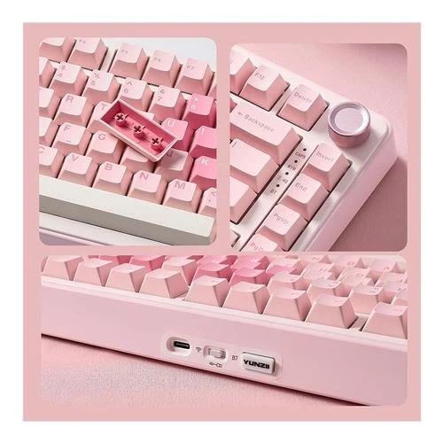 Teclado Yunzii B75 PRO Wireless Mechanical Gaming Keyboard Rosa