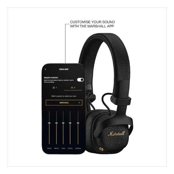 Audífonos Marshall Milton A.N.C. inalámbricos On-Ear con cancelación de ruido adaptativa y micrófono - Negro