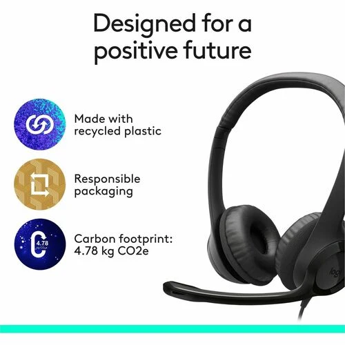 Audífonos Logitech H390 - Cableado USB-C, para oficina y videollamadas