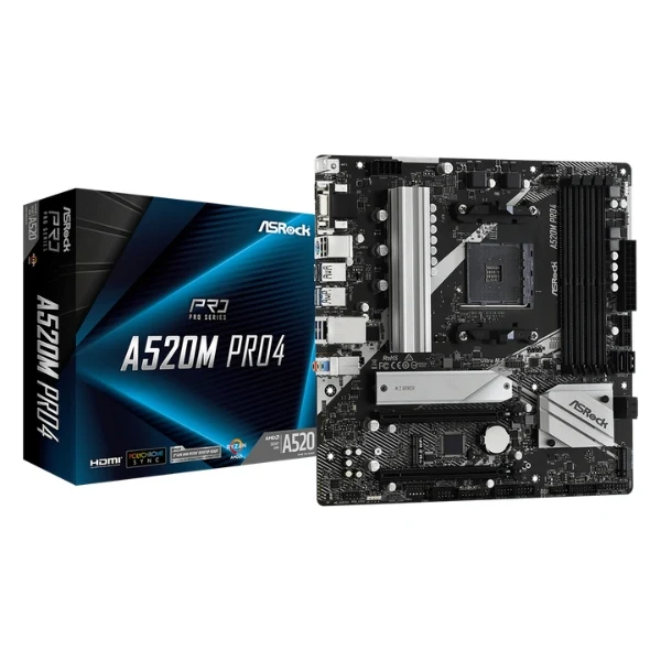 Tarjeta Madre ASRock A520M Pro4 - Micro ATX - Socket AM4 - DDR4 4733MHz - M.2 - SATA - PCIe - HDMI - DisplayPort