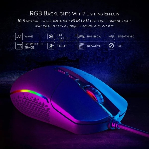 Mouse Gamer Redragon Invader M719 RGB Chroma Sensor Óptico Pixart 3325 10000 DPI - Negro
