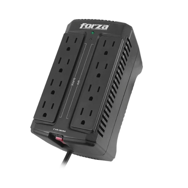 Regulador de Voltaje Forza FVR-901M 900VA 450W AVR 120V - 8 Salidas NEMA 5-15R - Negro