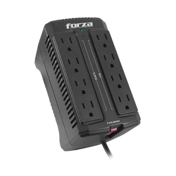 Regulador de Voltaje Forza FVR-901M 900VA 450W AVR 120V - 8 Salidas NEMA 5-15R - Negro