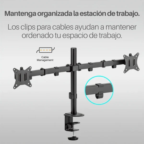 Base de Escritorio Doble Argom ARG-BR-1603 para Monitor / TV 17" a 32" - Brazo Articulable - Negro