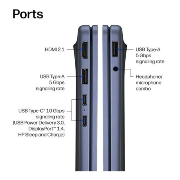 Laptop HP OmniBook 3 Next Gen AI 14-hz0015dx Touchscreen Snapdragon X 16 GB RAM 512 GB SSD 14" Qualcomm Adreno - Starlit Blue Aluminum
