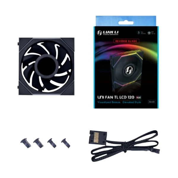 Fan Cooler Lian Li UNI FAN TL LCD FLEX Reverse Blade Fluid Dynamic Bearing 120mm - Negro - RGB