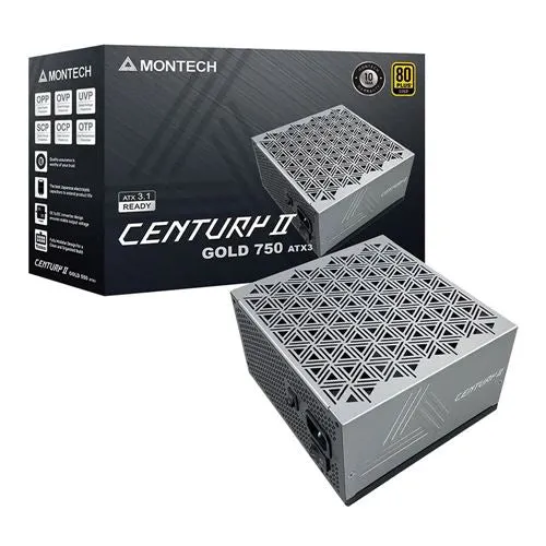 Fuente de Poder Montech CENTURY II - 750W - 80 Plus Gold - Fully-Modular - ATX