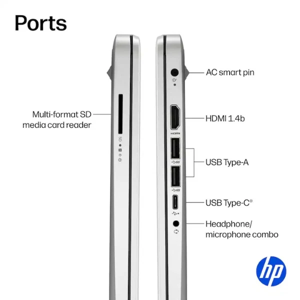 Laptop HP 14 Intel Processor N150 (3.6GHz) 4 GB RAM 128 GB UFS 14" Intel Graphics Win 11 Home - Natural Silver
