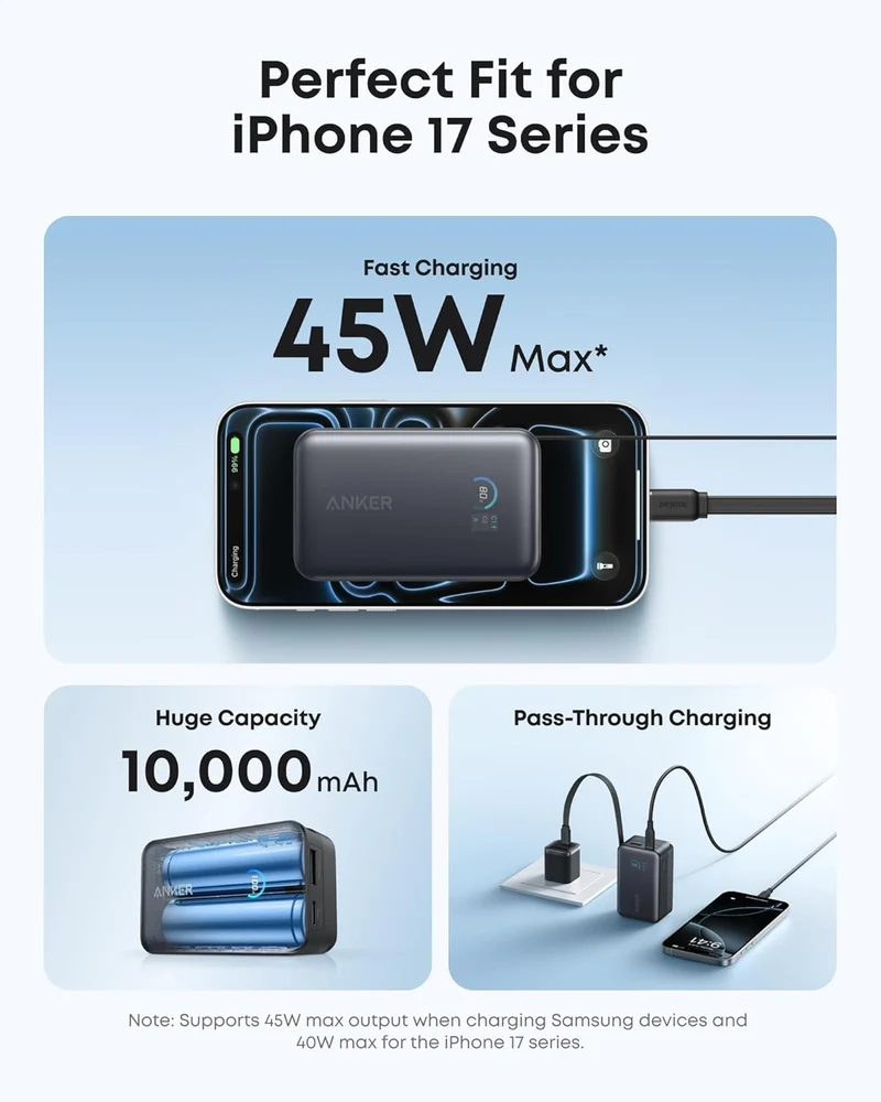 Power Bank Anker Nano 10K 45W USB-C Retráctil