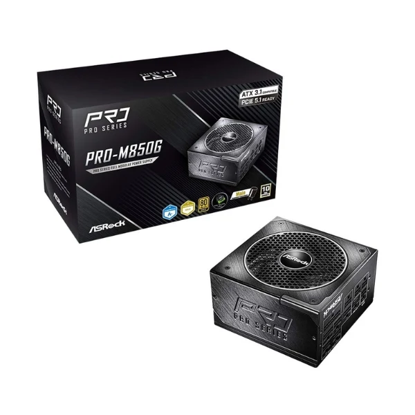 Fuente de Poder ASRock PRO-M850G - 850W - 80 PLUS Gold - Modular - ATX