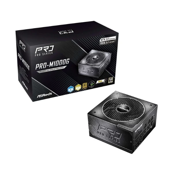 Fuente de Poder ASRock PRO-M1000G - 1000W - 80 PLUS Gold - Modular - ATX