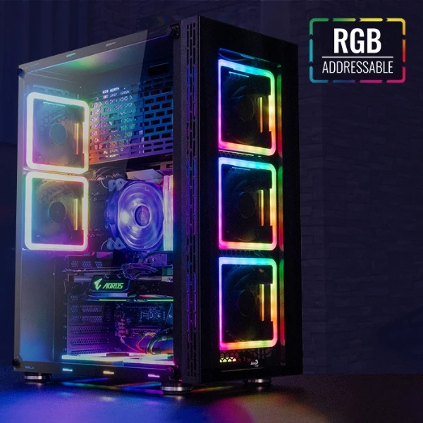 Case Aerocool Tor Pro Full Tower E-ATX RGB Negro - 2xUSB 3.0 + 2xUSB 2.0 - HD Audio - 4 Fan ARGB 14cm - Frontal y Lateral Vidrio Templado