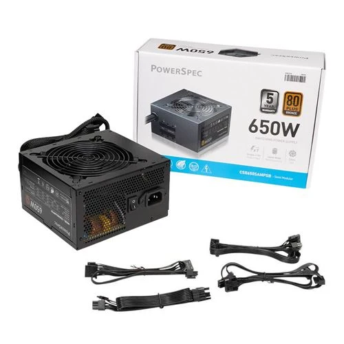 Fuente de Poder PowerSpec CW 650W 80 Plus Bronze ATX Semi Modular Negra