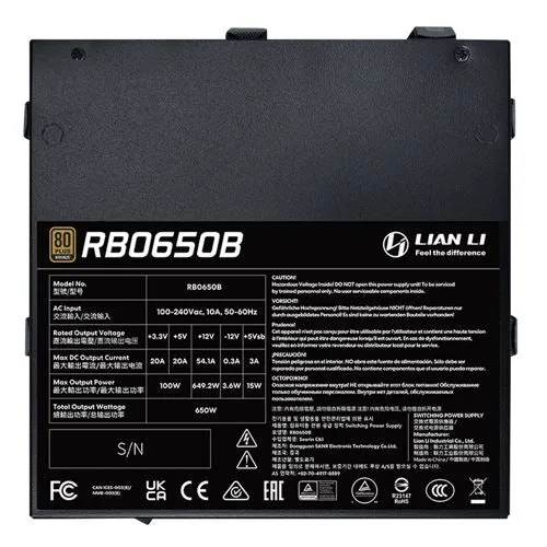 Fuente de Poder Lian Li RB650 650W 80 PLUS Bronze ATX No Modular ATX 3.1