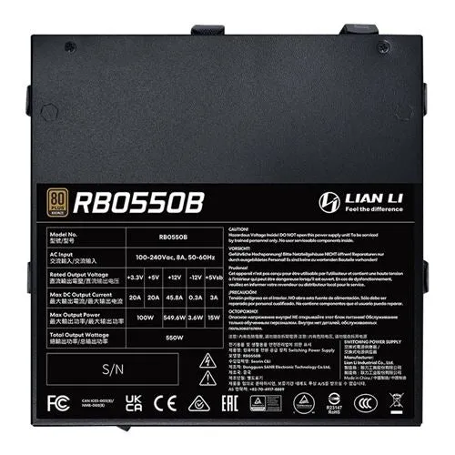 Fuente de Poder Lian Li RB550 550W 80 PLUS Bronze ATX No Modular