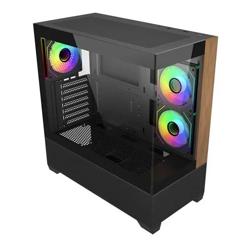 Case Cooler Master Elite 690 Wood Tempered Glass ATX Mid-Tower