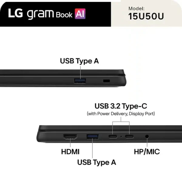Laptop LG gram Book Touchscreen Intel Core Ultra 5 115U 32 GB RAM 512 GB SSD 15" Intel Graphics Win 11 Home - Titan Black